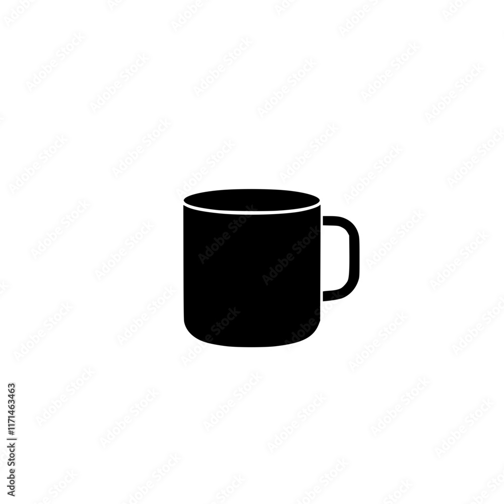 Monochrome coffee cup icon with outlined handle Monochrome coffee cup icon with outlined handle