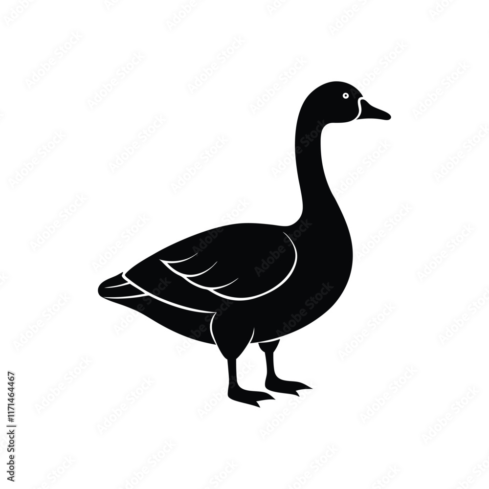 A clean, simple silhouette of a goose, perfect for logos, icons, or educational materials. A clean, simple silhouette of a goose, perfect for logos, icons, or educational materials.