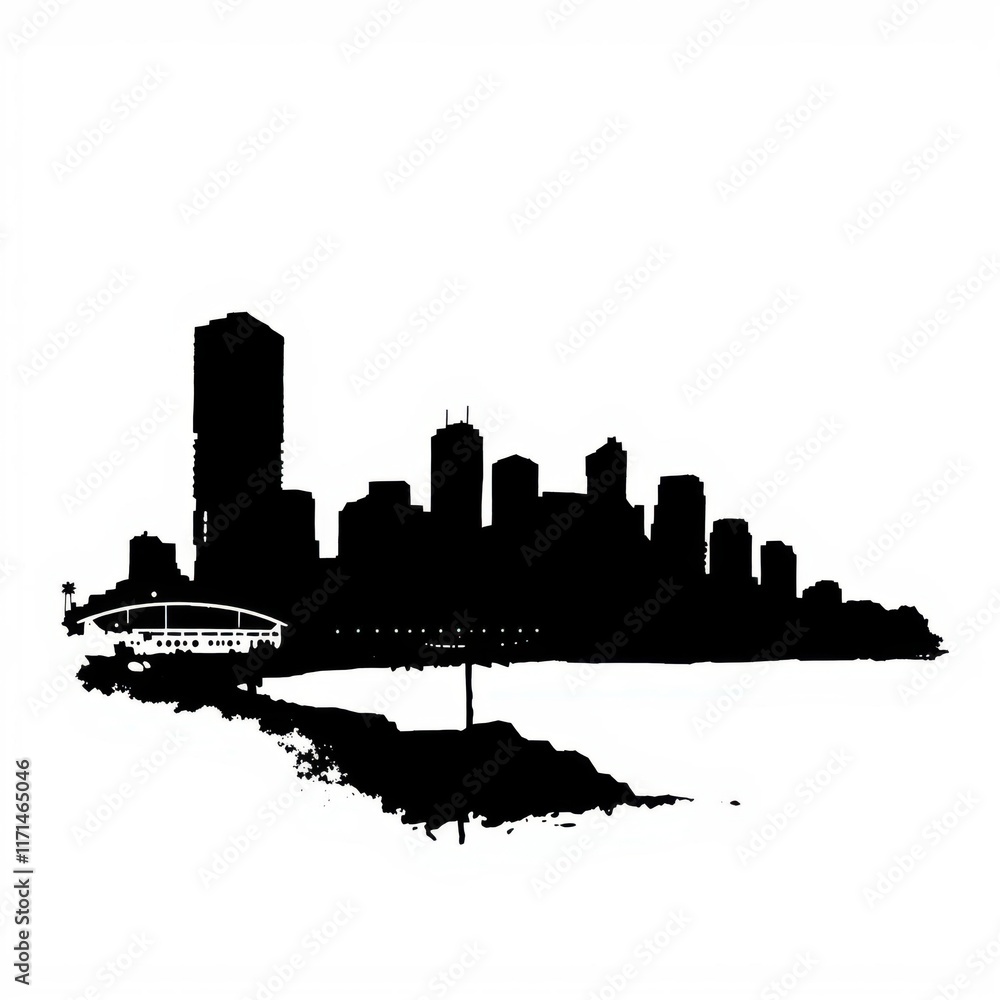 Obraz premium Flat silhouette of the las vegas strip at night with neon signs and casino lights glowing in bold colors such as electric blue hot pink and vivid green skyline silhouette 