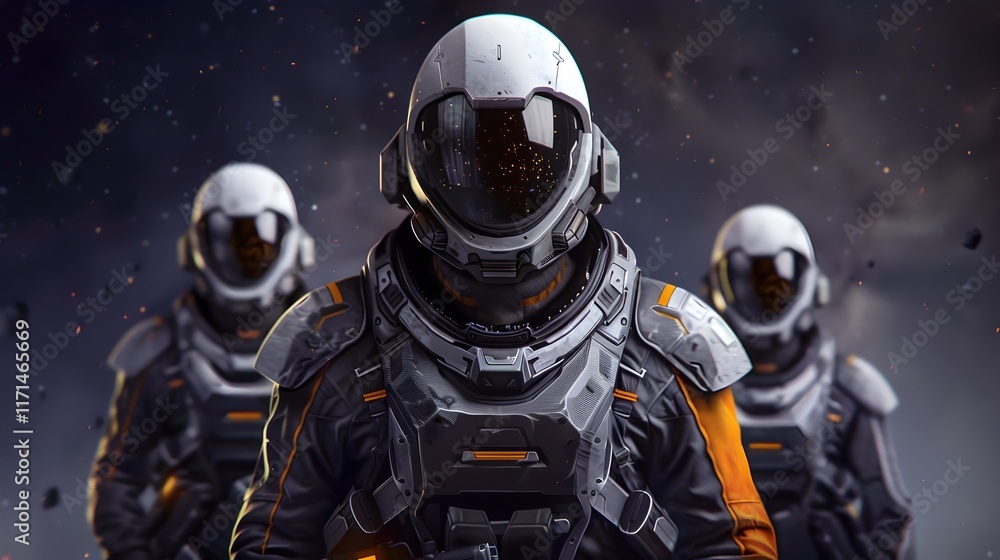 Elite Space Commandos Ready for Covert Mission in Futuristic Battlespace Elite Space Commandos Ready for Covert Mission in Futuristic Battlespace