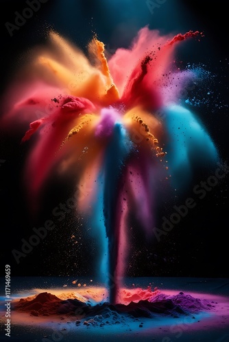 Stock photo of colored powder explosion