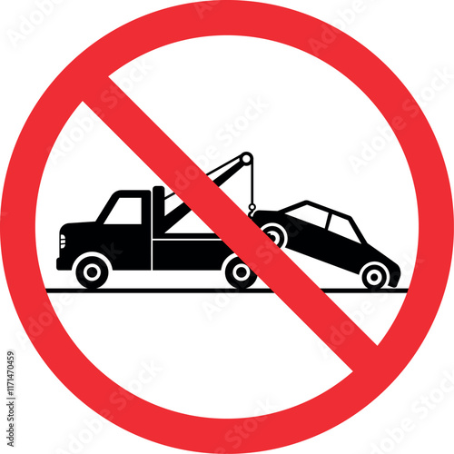 No parking road sign. Tow away zone. Forbidden signs and symbols.