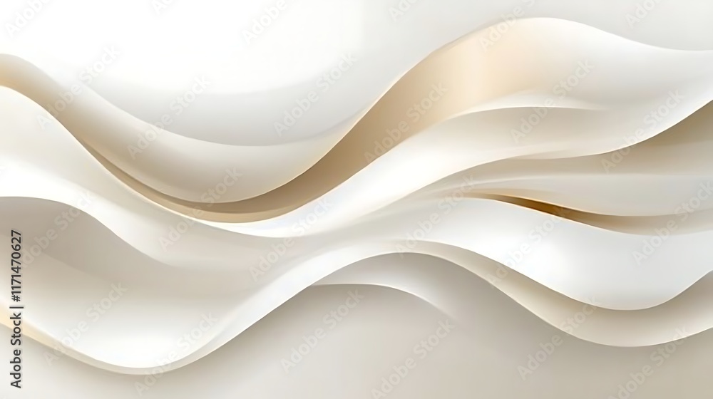 Fototapeta premium Abstract White and Beige Wave Pattern Design