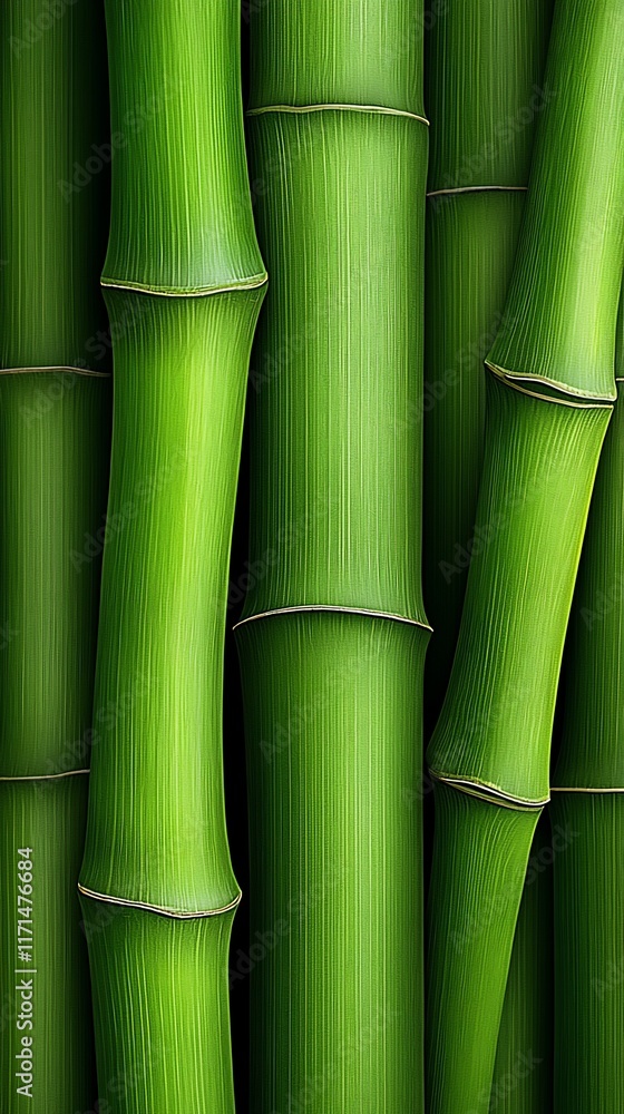 Fototapeta premium Lush green bamboo stalks close-up.