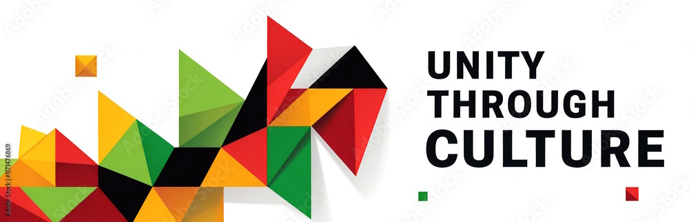 Unity through culture with colorful geometric shapes. Concept for Black History Month background, diversity, and cultural celebration Unity through culture with colorful geometric shapes. Concept for Black History Month background, diversity, and cultural celebration