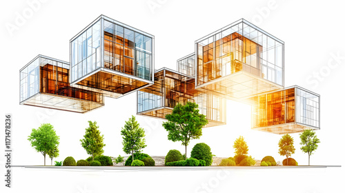 Fototapeta Naklejka Na Ścianę i Meble -  Futuristic modular house design concept.