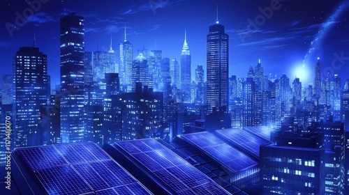 Modern Eco-Friendly Rooftop Panels in Urban Environment
