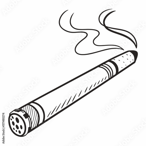 cigarette. in hand drawn doodle style. Sketch. Isolated on a white background. Vector illustration