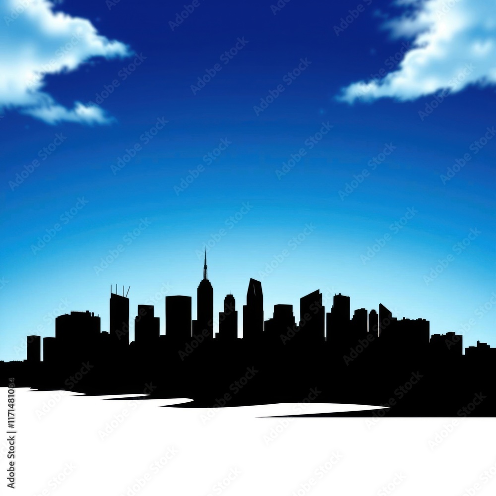 Obraz premium Minimalist chicago skyline in grunge style with reflection skyline silhouette 