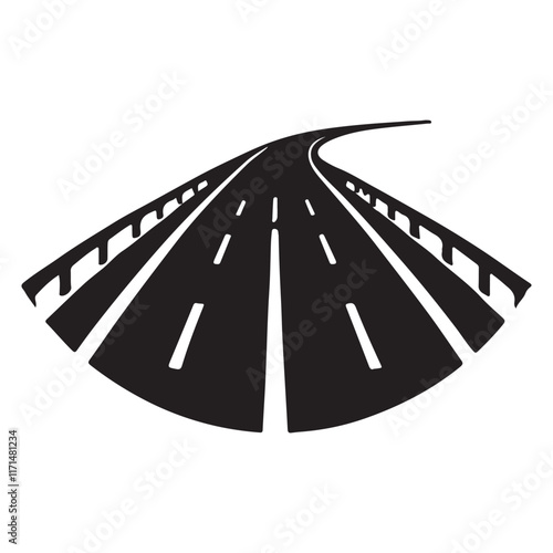 Curving Highway Silhouette Illustration for Travel Concepts