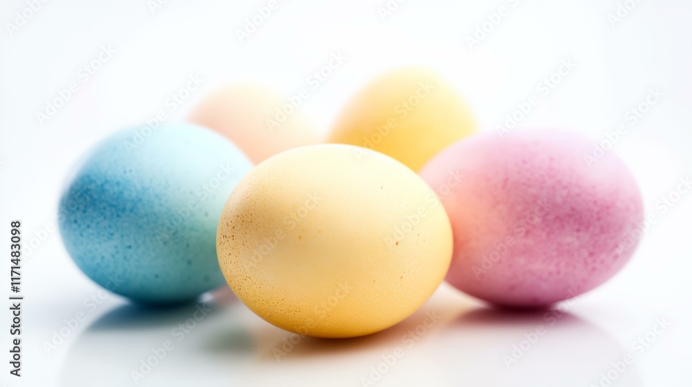 a group of four eggs sitting next to each other on a table top with a white background a group of four eggs sitting next to each other on a table top with a white background