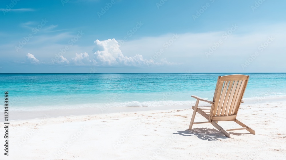 a wooden chair sitting on top of a sandy beach a wooden chair sitting on top of a sandy beach