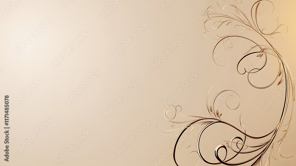 Elegant Beige Background With Brown Floral Design Elegant Beige Background With Brown Floral Design