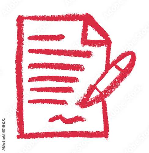 Signing Contract Paper And Document Related Icons Crayon Chalk Drawing Vector