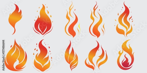 Simple vector flame icons in flat style