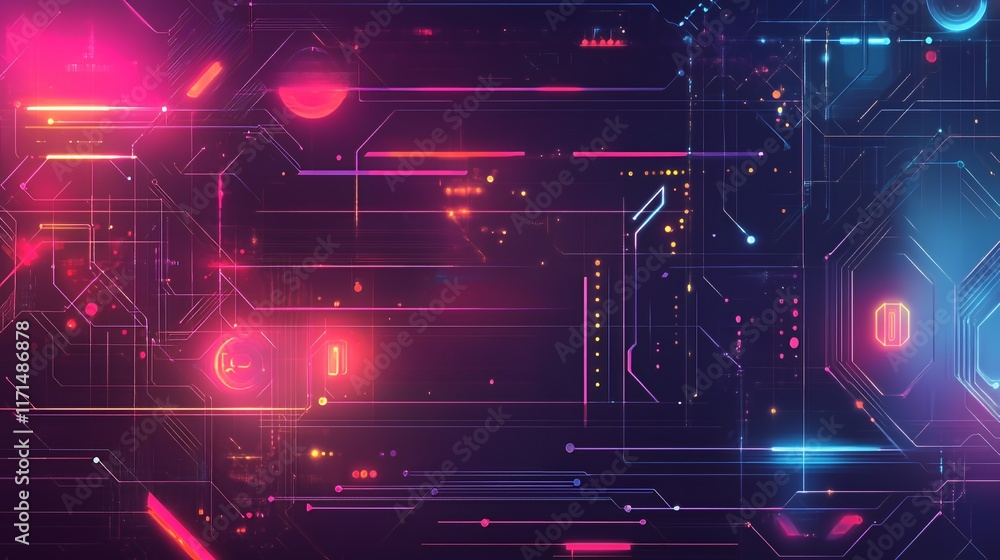 Abstract Futuristic Neon Circuit Board Design Abstract Futuristic Neon Circuit Board Design