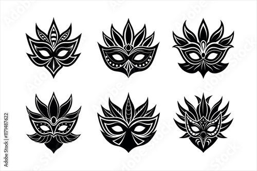  Carnival Mask silhouette vector Design  photo