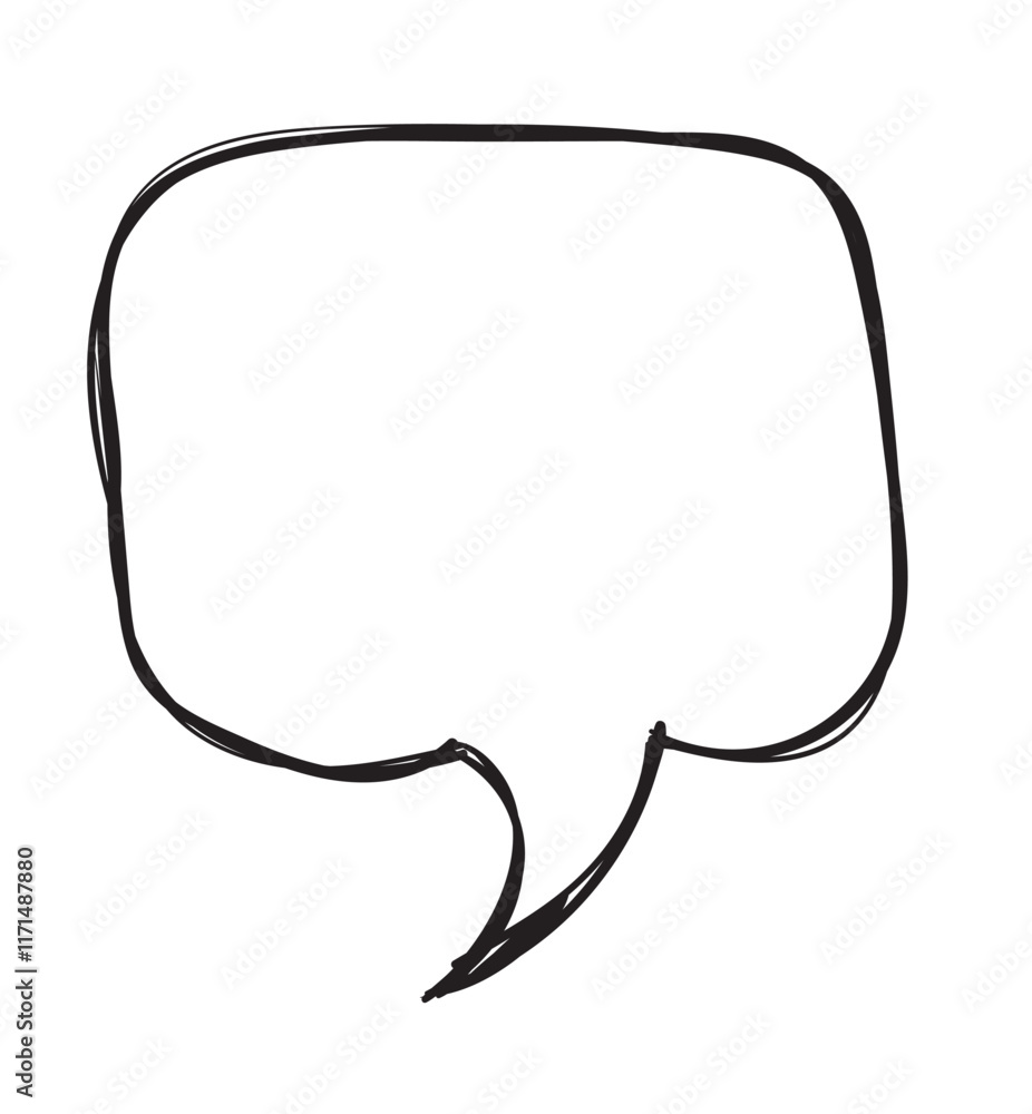 Hand drawn think and talk speech bubbles with message, greetings and dialog. Doodle style. Isolated Hand drawn think and talk speech bubbles with message, greetings and dialog. Doodle style. Isolated