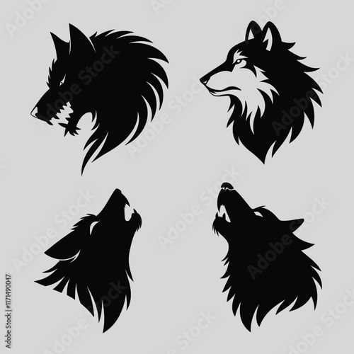 The animal of Wolf Head silhouette vector illustration design.