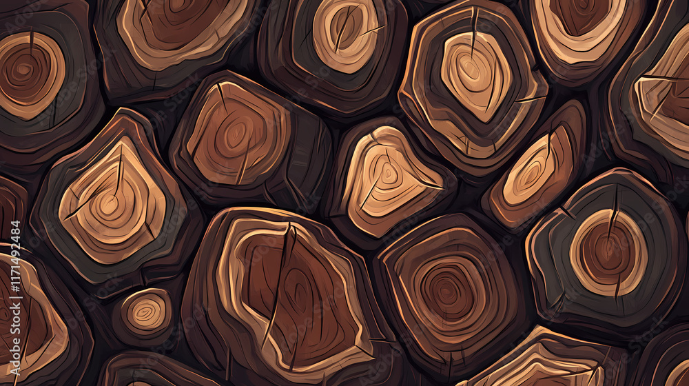 Neatly stacked wooden logs showcasing their natural texture and organic patterns. Runewood. Illustration Neatly stacked wooden logs showcasing their natural texture and organic patterns. Runewood. Illustration