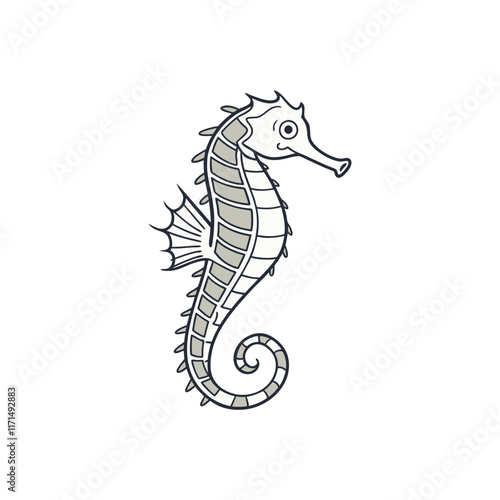 Threatened female lined seahorse hippocampus erectus vector illustration