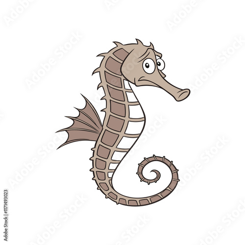 Threatened female lined seahorse hippocampus erectus vector illustration