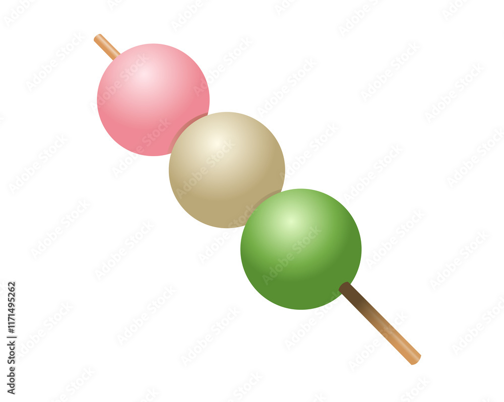 Japanese Sanshoku dango traditional sweet dumpling snack food icon Japanese Sanshoku dango traditional sweet dumpling snack food icon