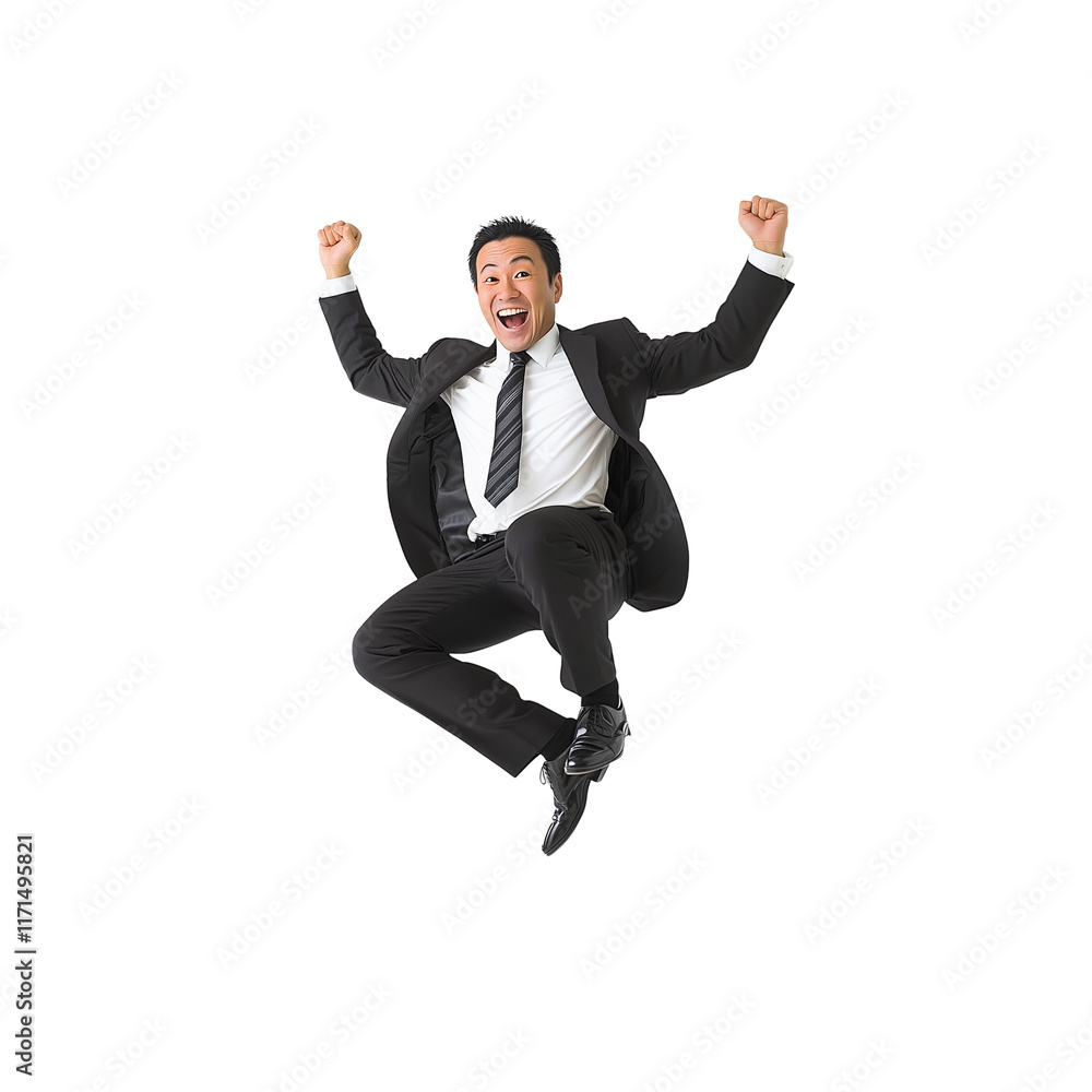 Energetic Businessman Dancing in a Suit on White Background Full Body Office Worker Celebrating Career Success in Dynamic Action
Energetic Businessman Dancing in a Suit on White Background Full Body Office Worker Celebrating Career Success in Dynamic Action