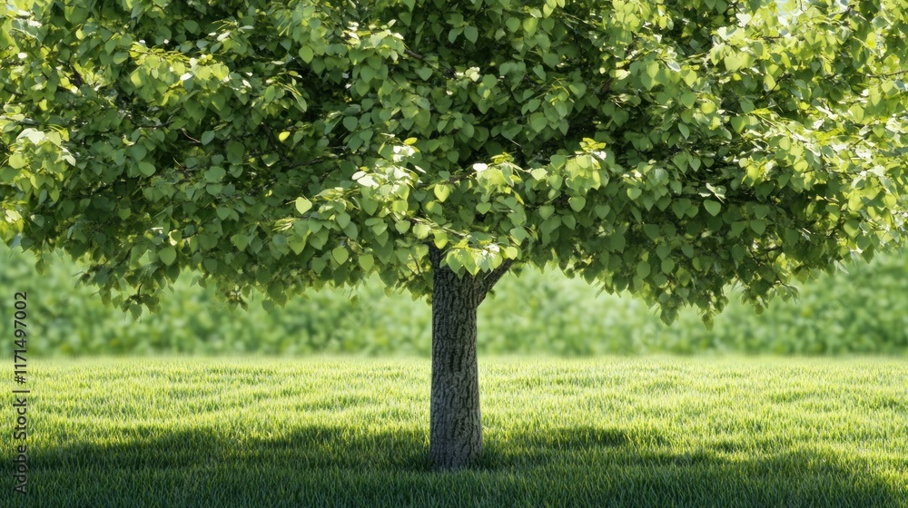 Lush green tree in a field. Lush green tree in a field.