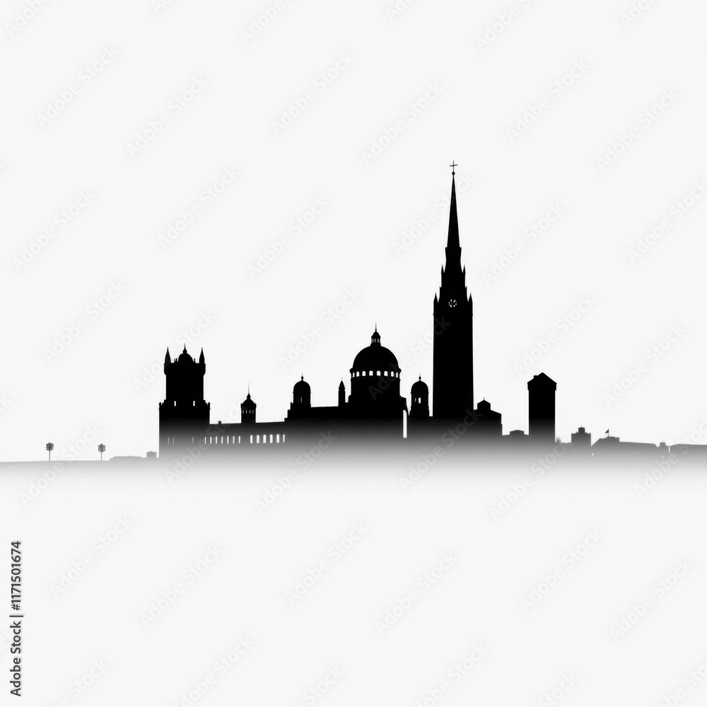 Obraz premium City skyline at dusk golden sunlight creates a mysterious atmosphere skyline silhouette 