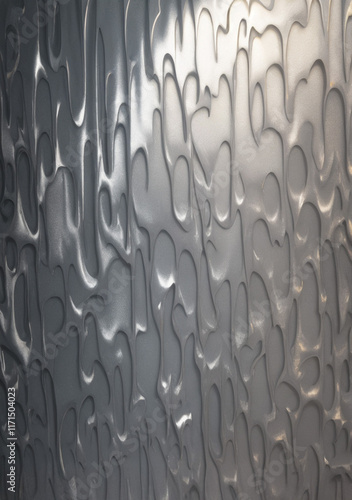 Metal melting in silver on plain gray background with lustrous shine photo