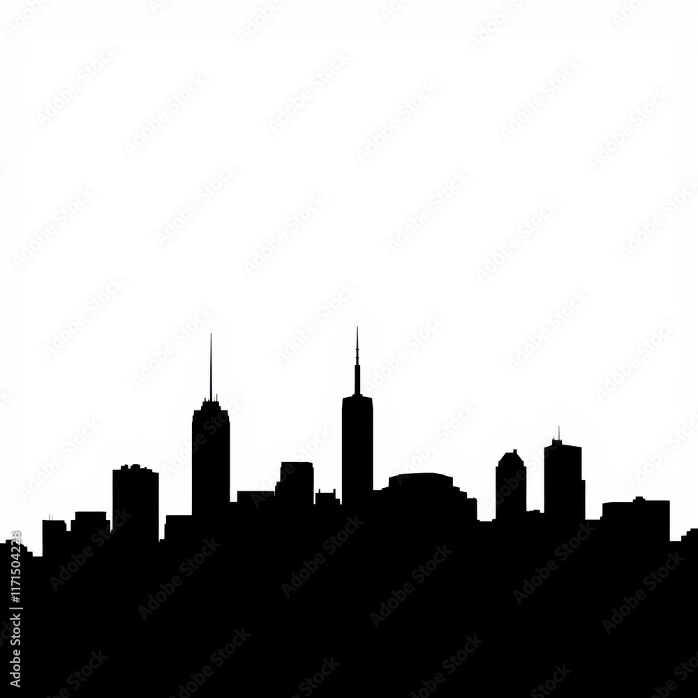 Fototapeta premium The silhouette of a city skyline against the backdrop of a vibrant sunset with the water reflecting the fiery hues of the sky skyline silhouette 