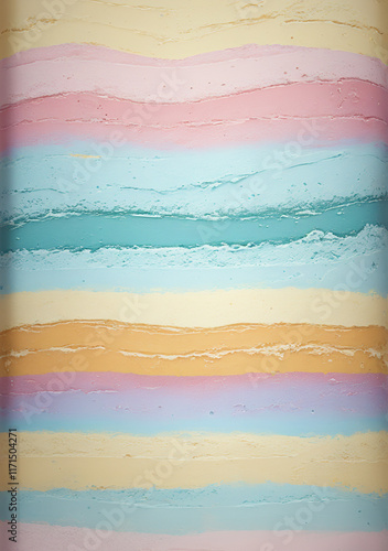 abstract colorful watercolor background with icing texture stacked in horizontal stripes
