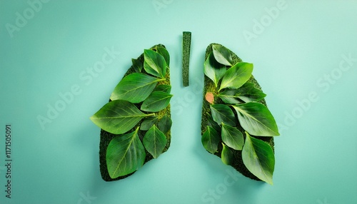 world asthma day concept lungs crafted from lush green leaves for health awareness design photo