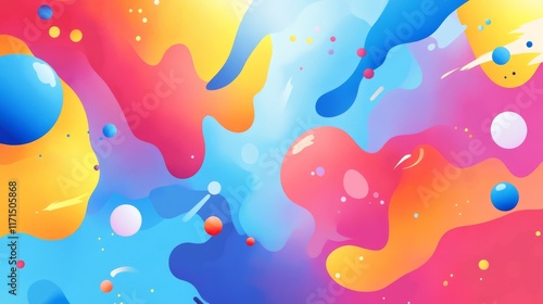 colorful cartoon splash background with abstract geometric shapes, playful playground elements, and kid-friendly design