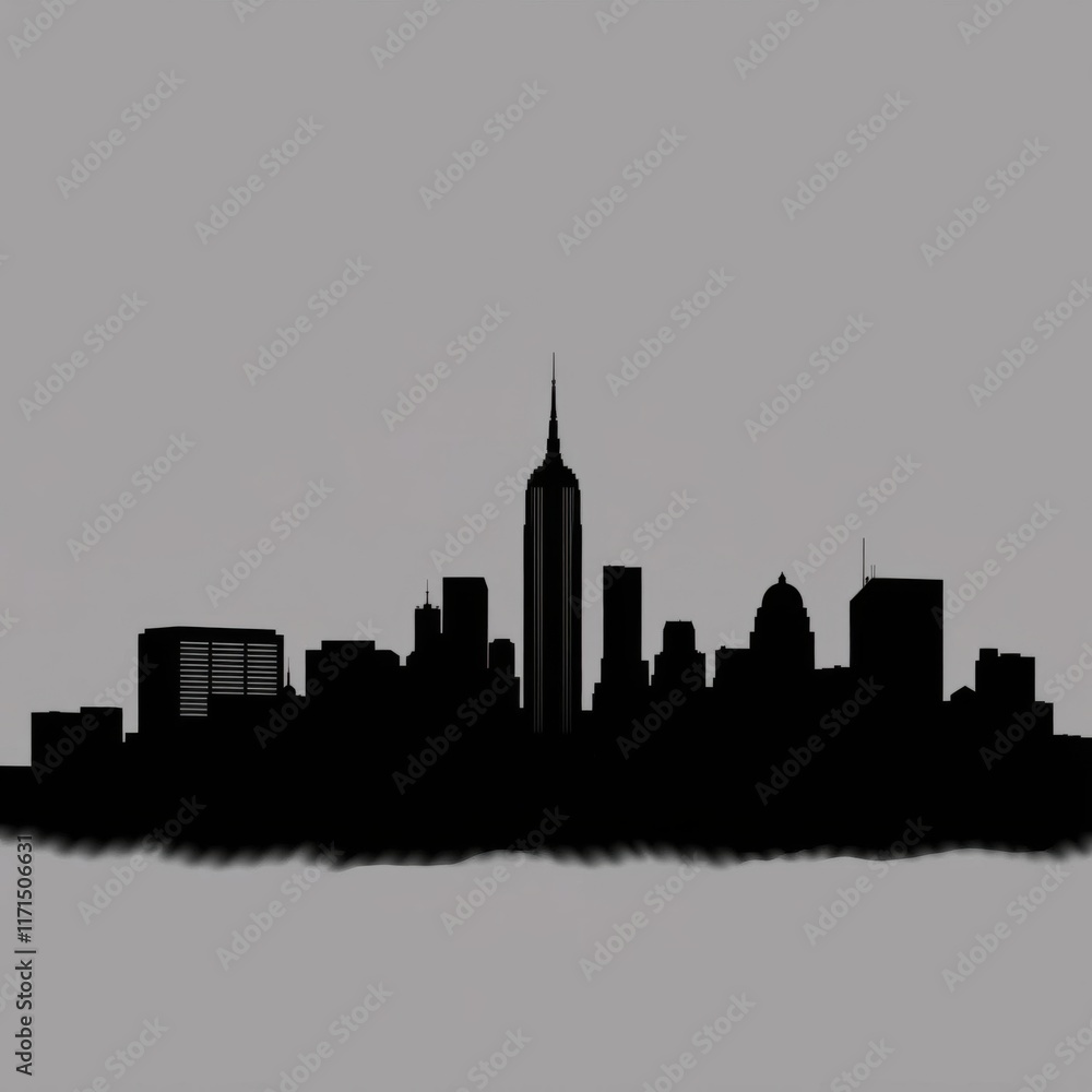 Obraz premium Vibrant cityscape at sunset with silhouetted figure skyline silhouette 