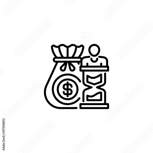 Retirement Fund Glyph Icon. linear style sign for mobile concept and web design. Outline vector icon.