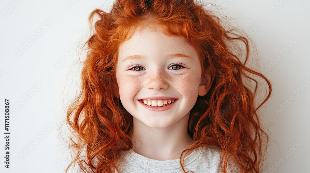 Portrait of positive cute freckles little girl with ginger hair Portrait of positive cute freckles little girl with ginger hair