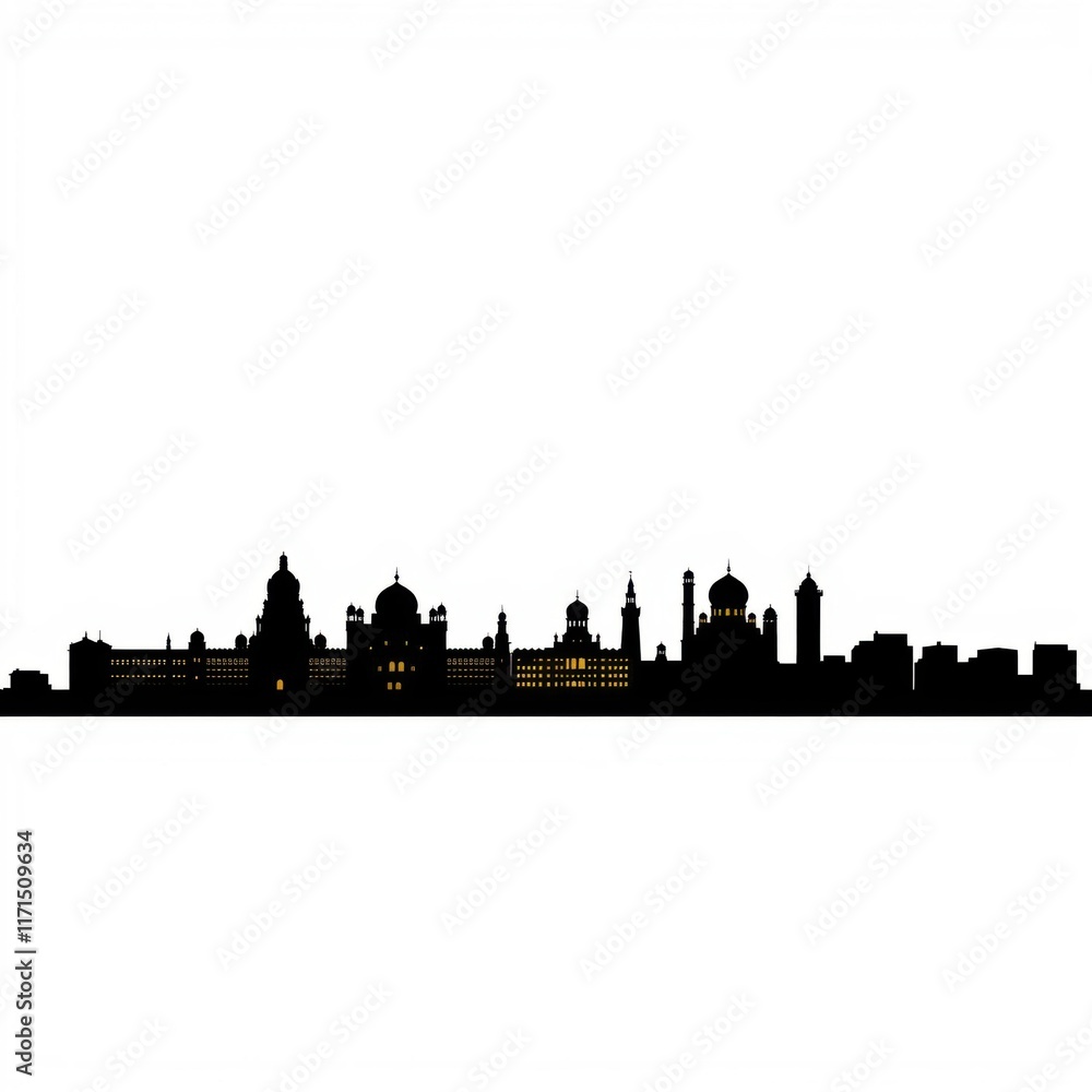 Fototapeta premium City skyline during a hurricane event skyline silhouette