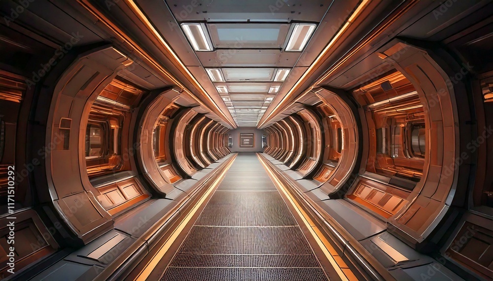 interior corridor of a futuristic spacecraft