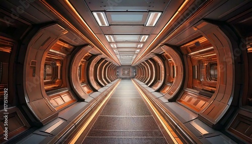 Obraz na płótnie interior corridor of a futuristic spacecraft w salonie