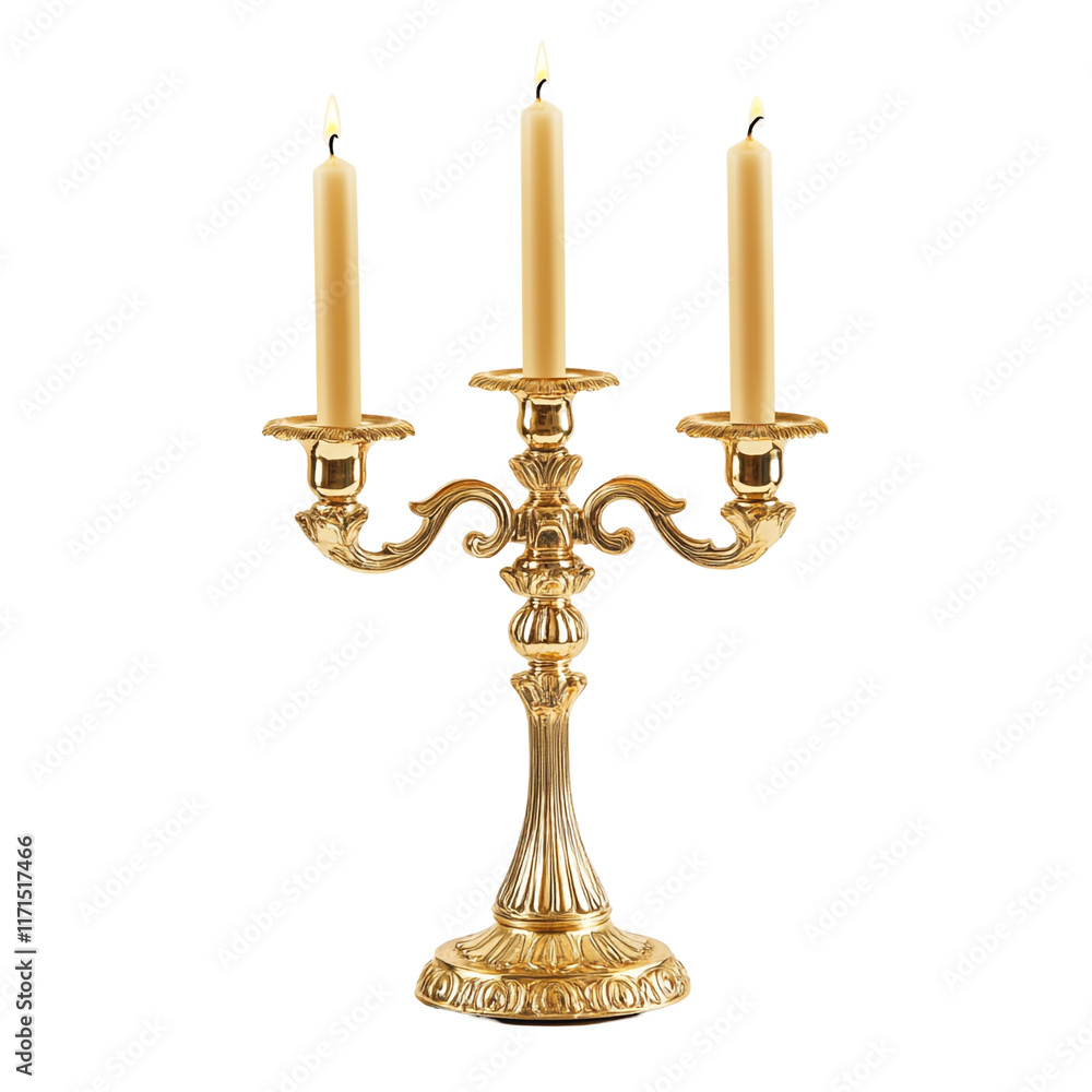 Golden Candelabra with Three Candles Golden Candelabra with Three Candles