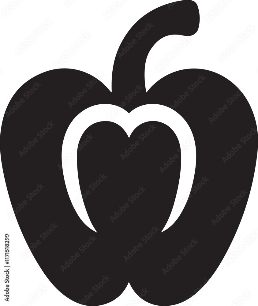 Heart Shaped Bell Pepper Icon Graphic for Healthy Food Promotions Heart Shaped Bell Pepper Icon Graphic for Healthy Food Promotions