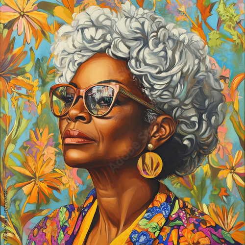 Black History Month Artwork of Activist with Bold Colors photo