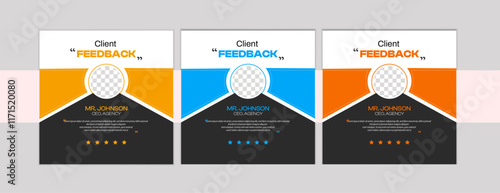 Client testimonials social media post design, client testimonial comment or quote square design.