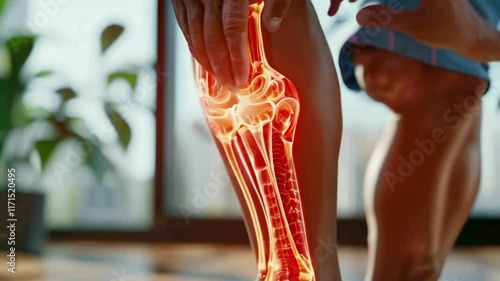 Digital Overlay Highlighting Bones and Joints in Lower Leg