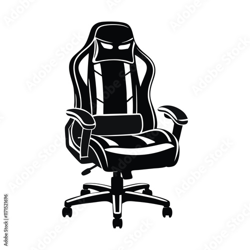 Gaming chair silhouette vector illustration on white background