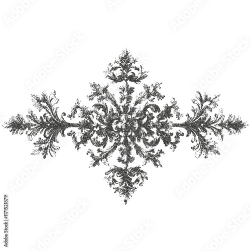Antique floral ornament.  Fine stippled effect. dot effect. Vintage look. Quality resource for any project. 