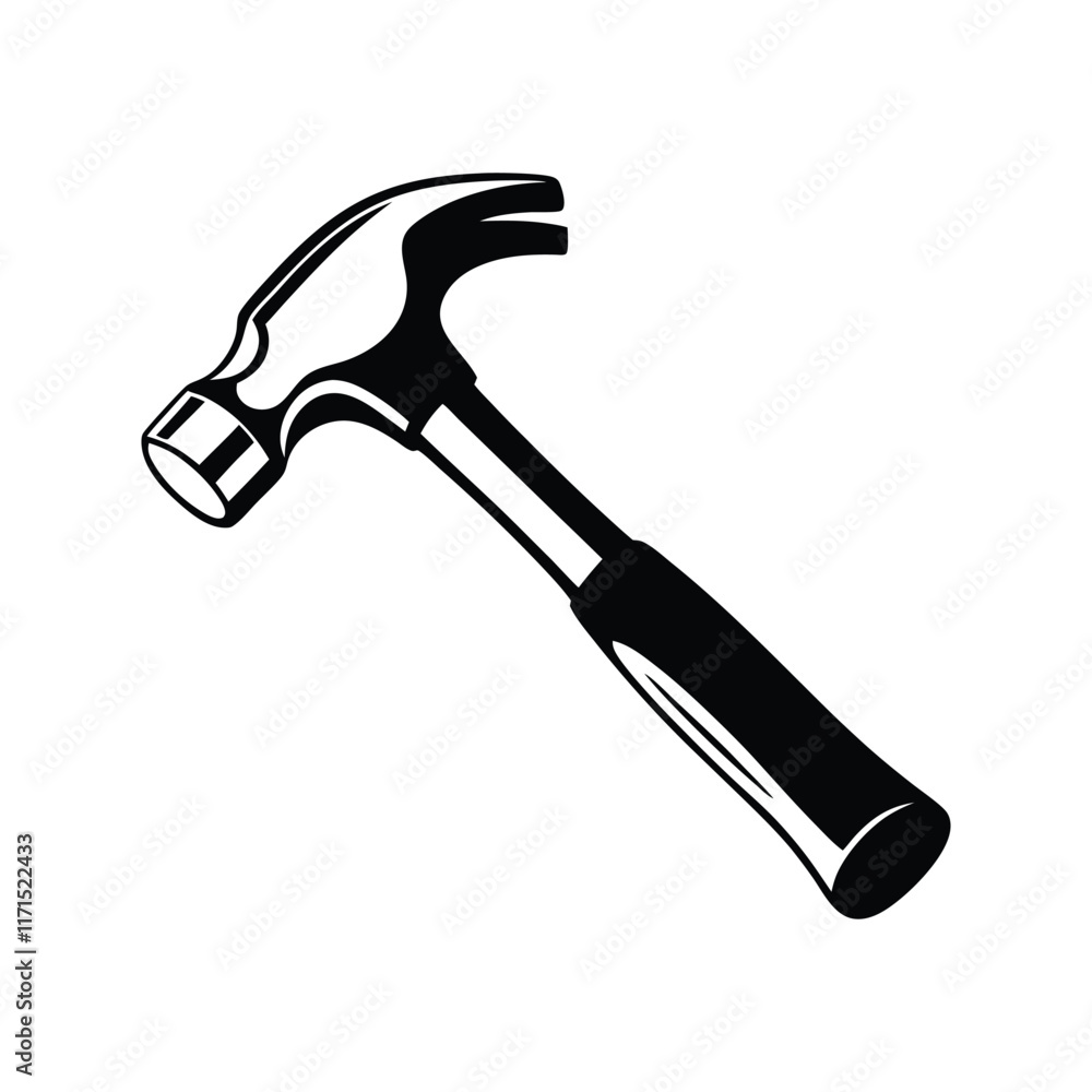 A silhouette of a hammer on white background A silhouette of a hammer on white background
