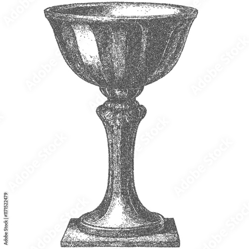 Medieval gothic chalice, for religious services. Fine stippled effect. Dot effect. Vintage look. Quality resource for any project. 